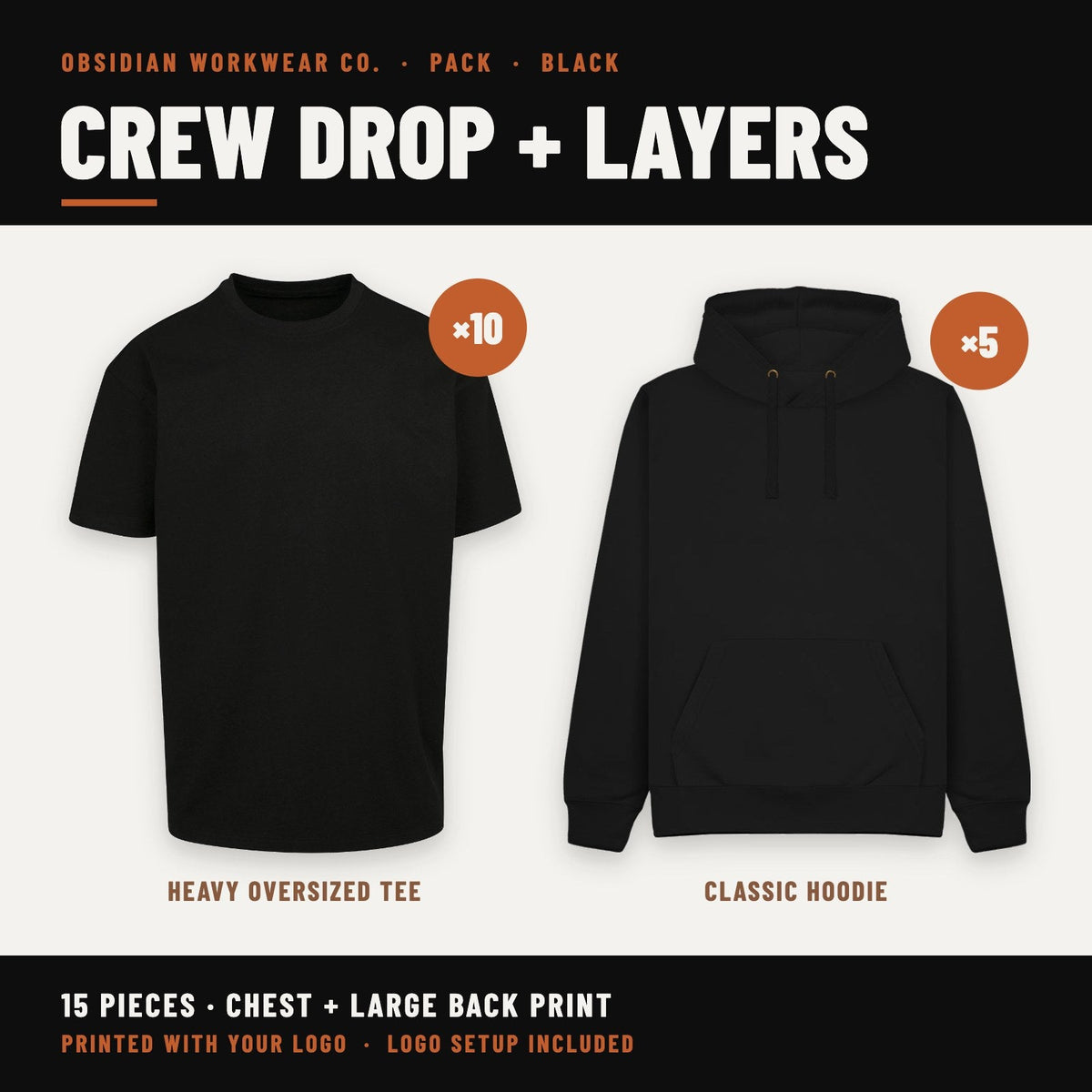 Crew Drop + Layers pack of tees and hoodies
