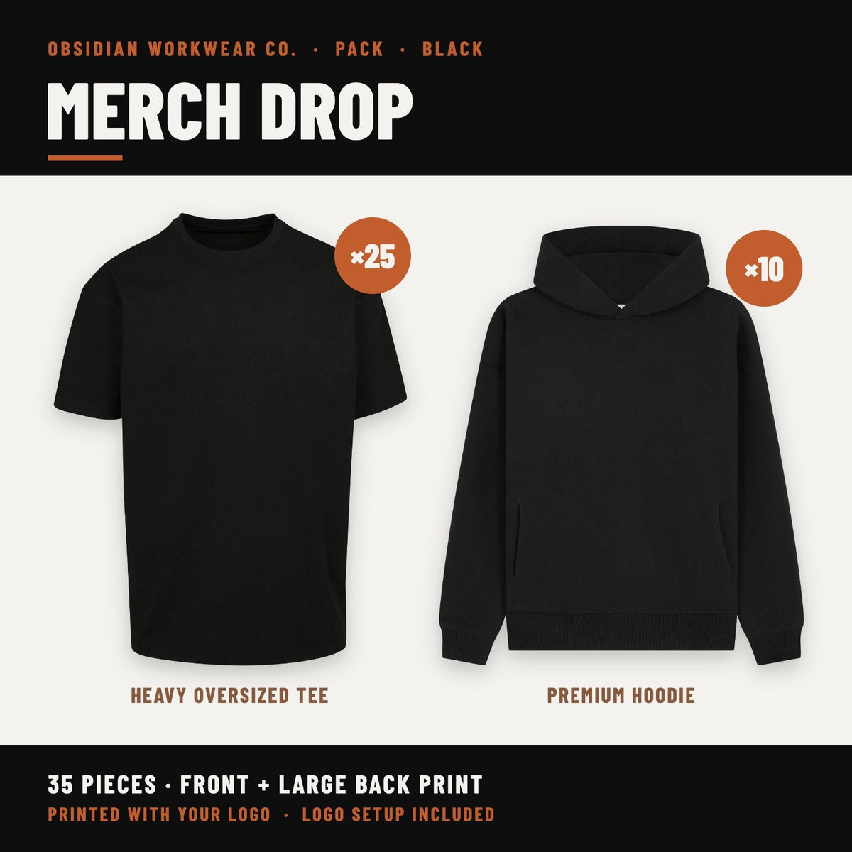 Tees and hoodies with front and back prints