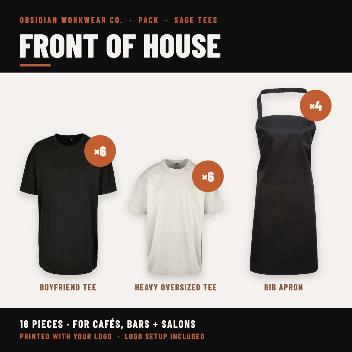 Front of House Pack - Sage tees