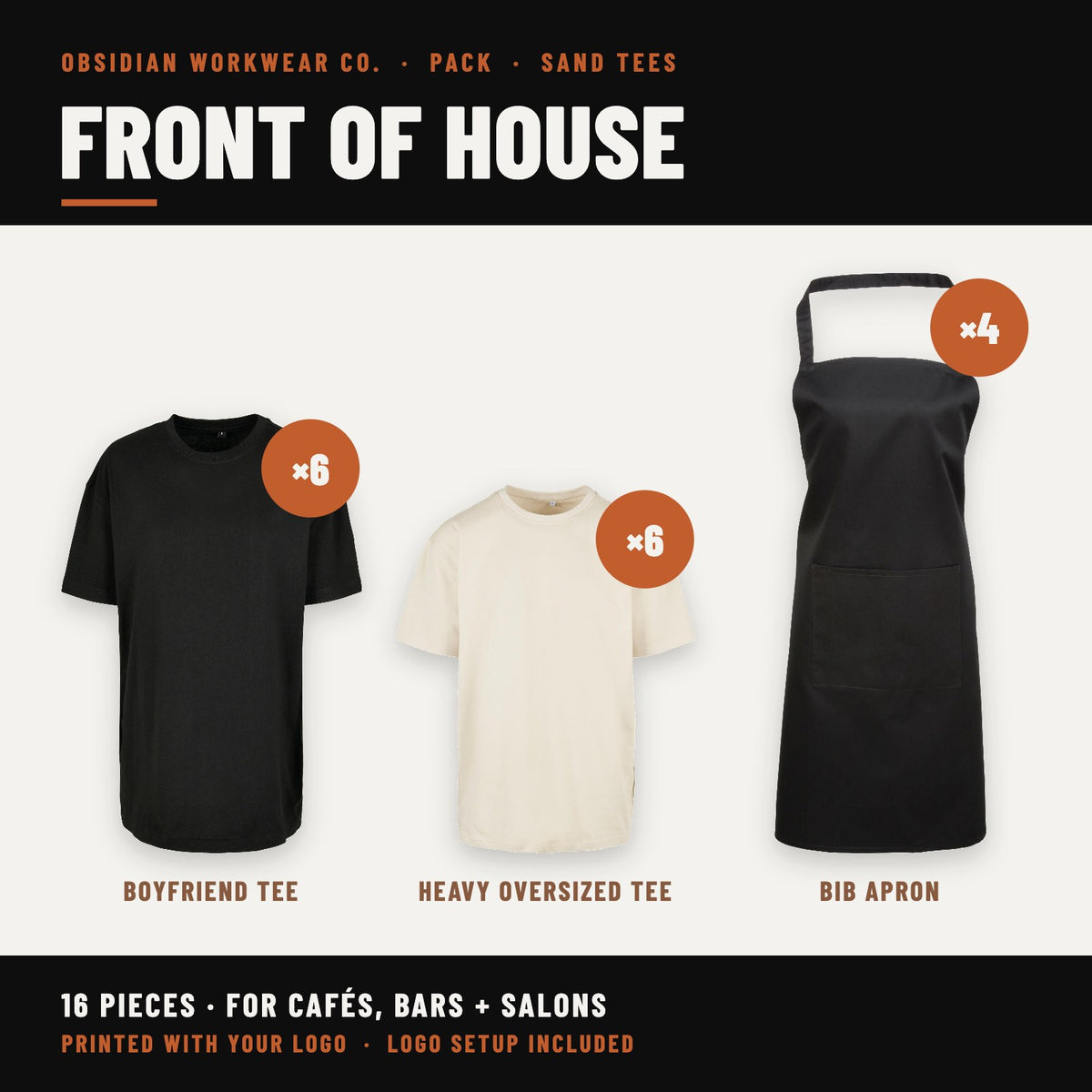 Front of House Pack - Sand tees