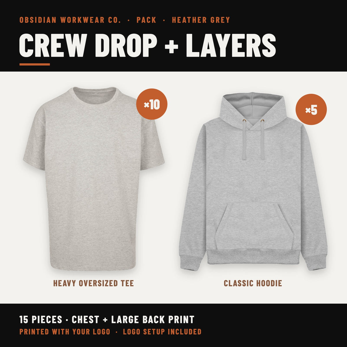 Crew Drop + Layers Pack - Heather Grey
