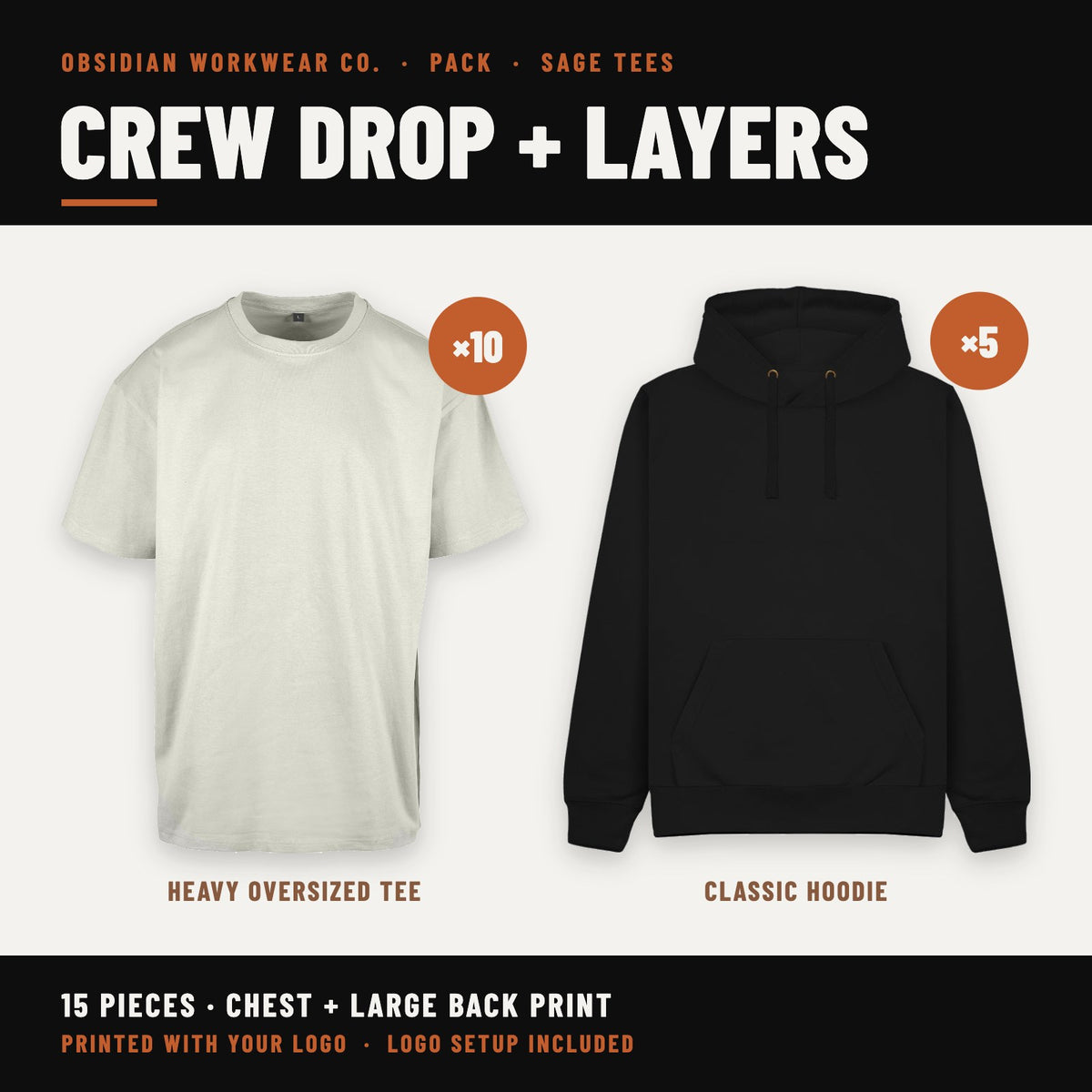 Crew Drop + Layers Pack - Sage tees