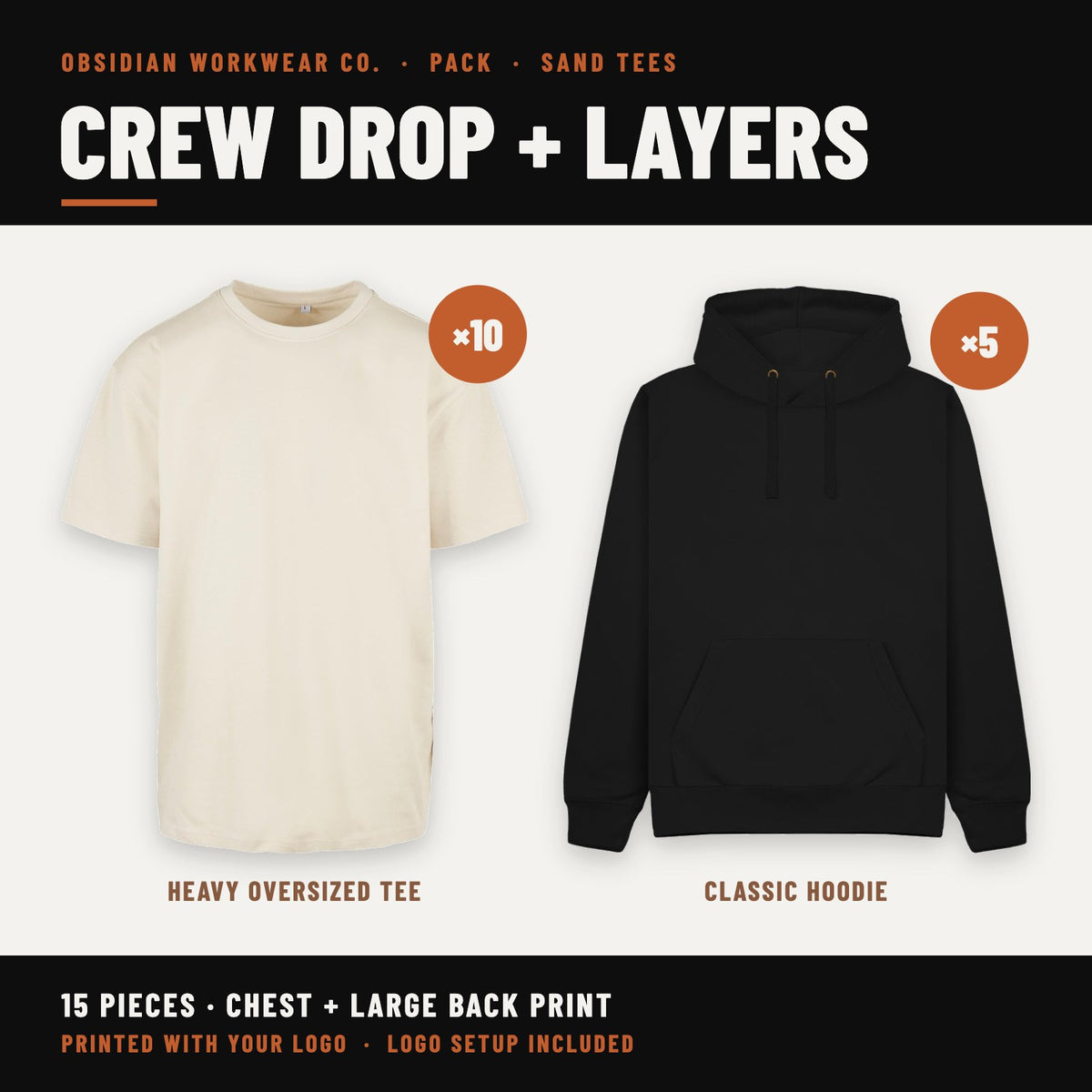 Crew Drop + Layers Pack - Sand tees