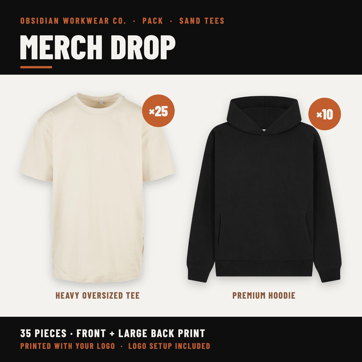 Merch Drop Pack - Sand tees