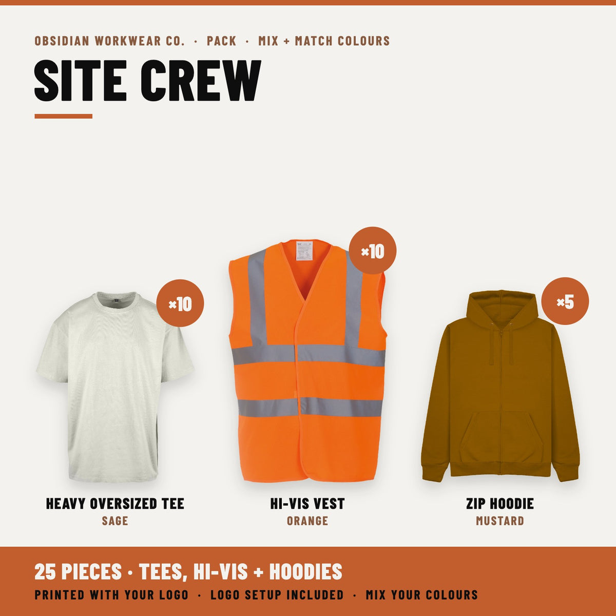Site Crew Pack - Sage tees
