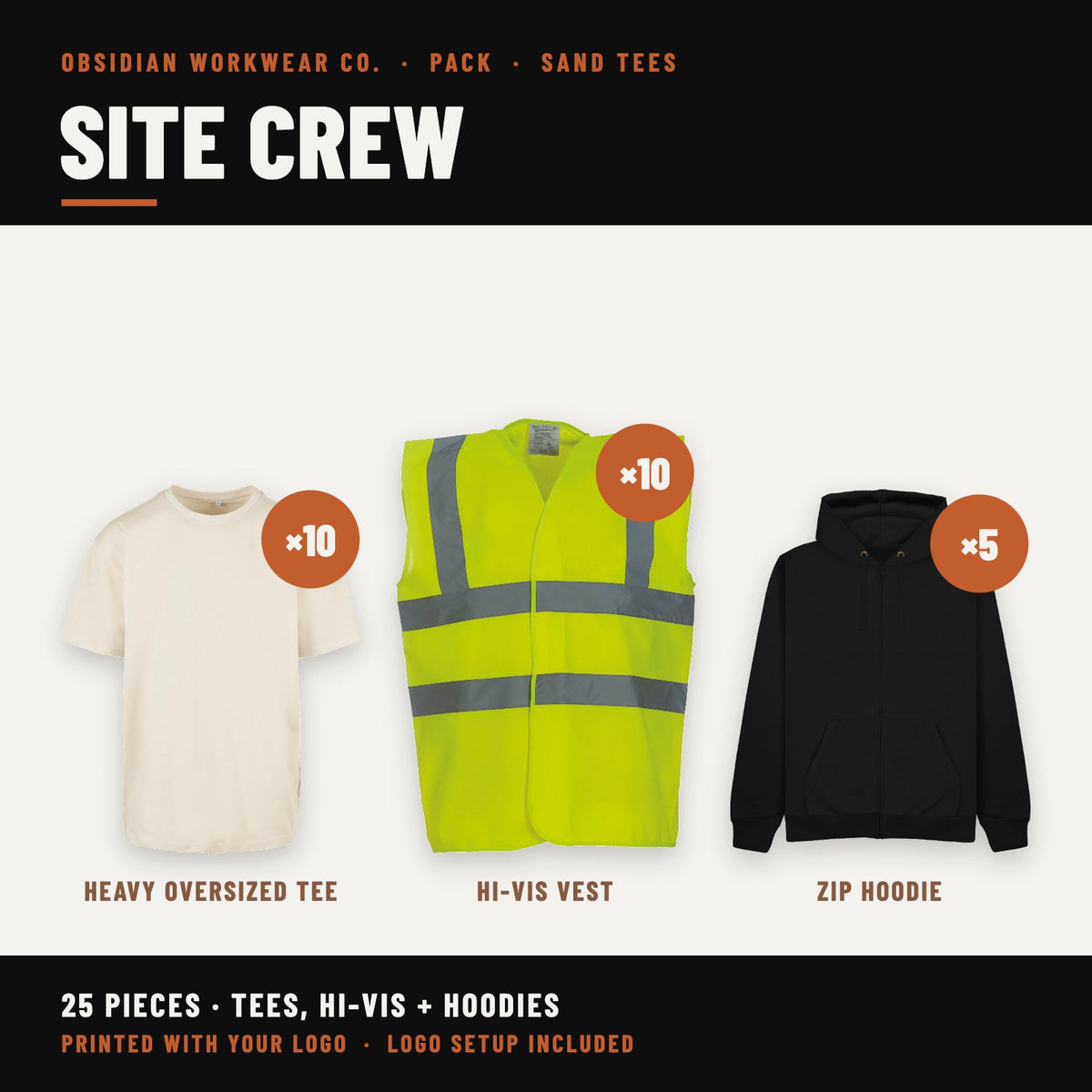 Site Crew Pack - Sand tees