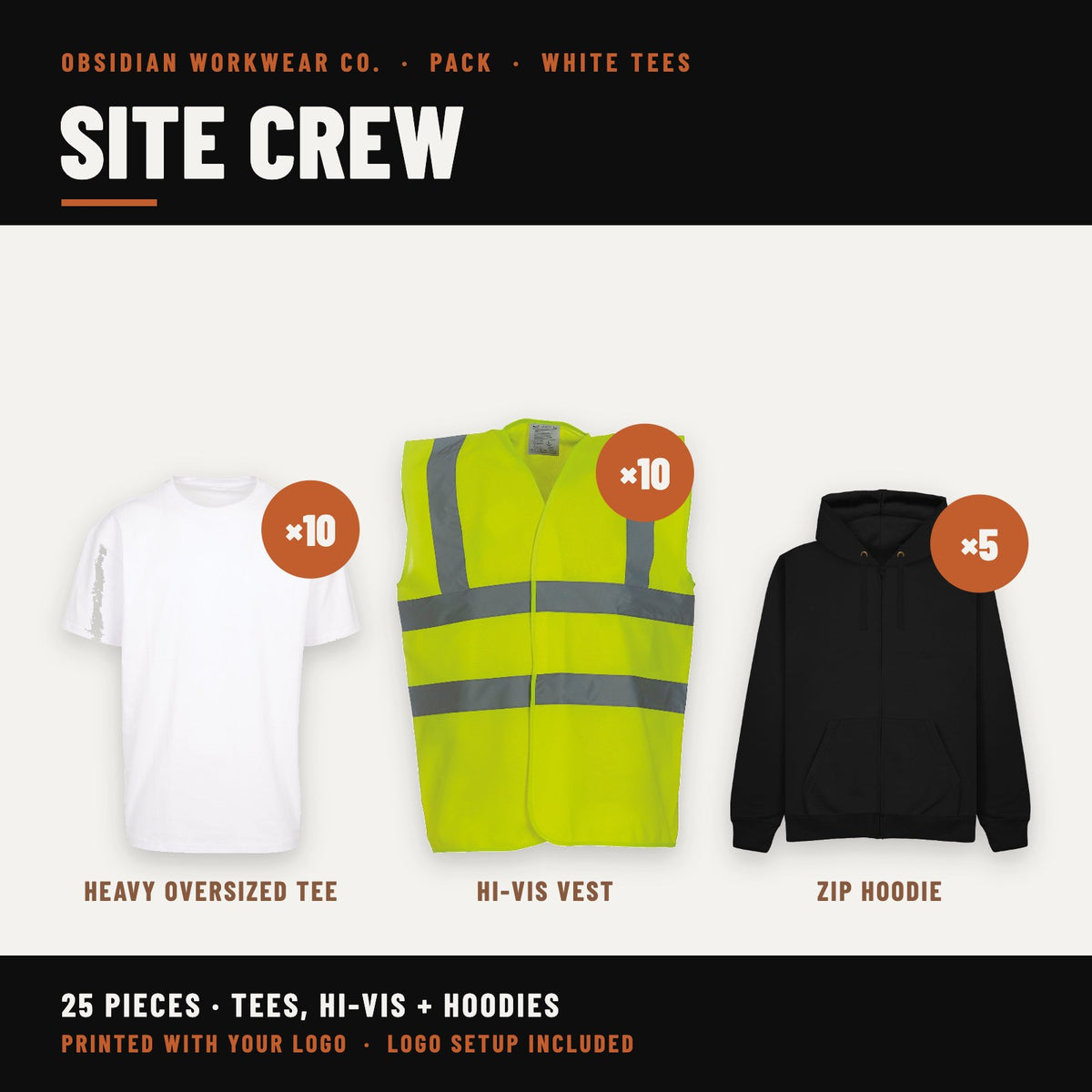 Site Crew Pack - White tees